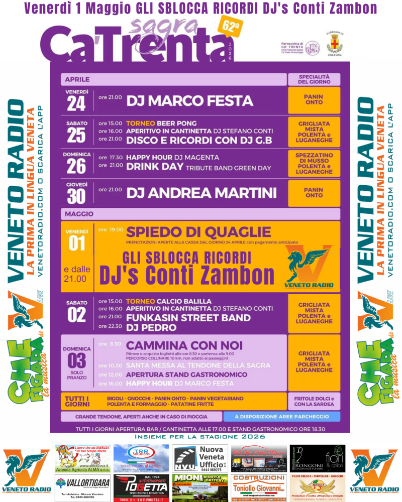 DJ's Conti Zambon alla Sagra di Ca Trenta Venerdì 1 Maggio 2026