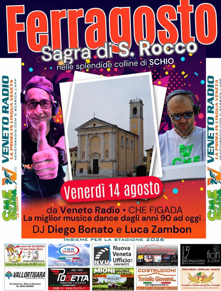 Venerdi 14 da Veneto Radio Che figada, con i DJ Diego Bonato e Luca Zambon.
